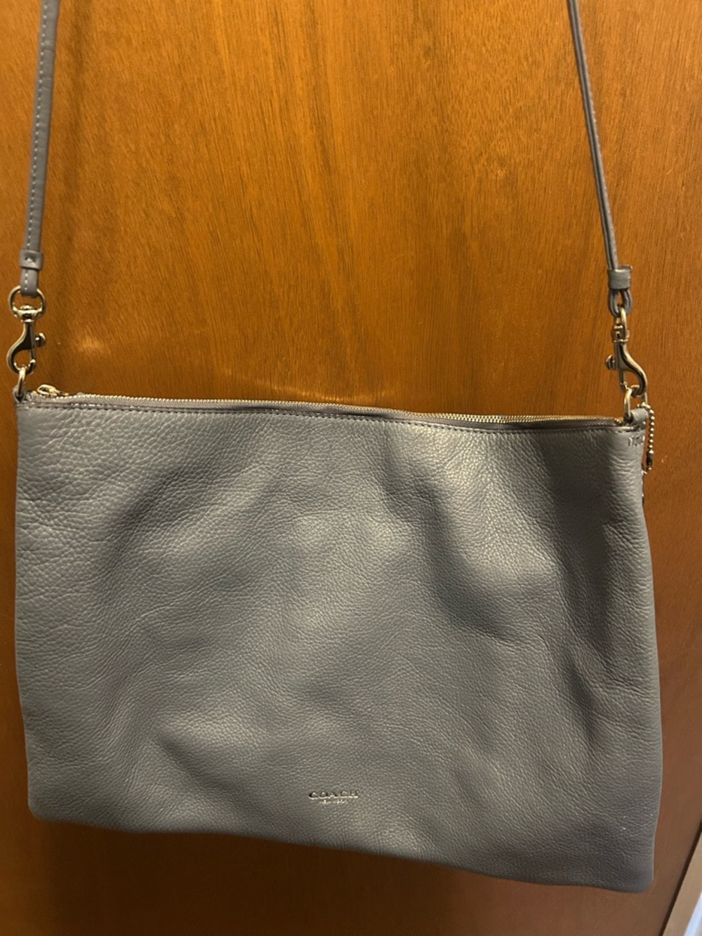Coach Pebbled Leather Crossbody in Slate Blue